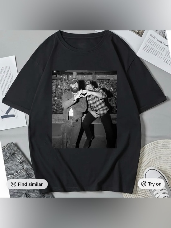 Gildan Tops - Black Short-Sleeve Tee with Post Malone and Morgan Wallen Graphic